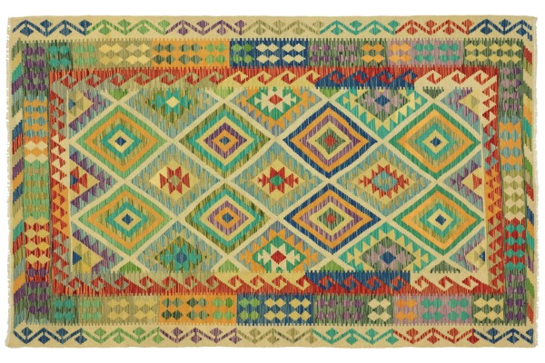 Afghan Maimana Kelim Bunt 244x172 Handgewebt Teppich 170x240 Bunt Geometrisch Orient