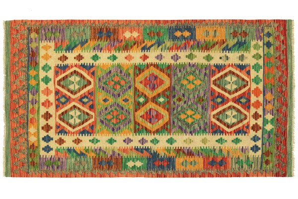 Afghan Maimana Kelim Bunt 158x98 Handgewebt Teppich 100x160 Bunt Geometrisch Orient