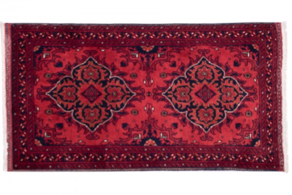 Afghan Belgique Khal Mohammadi 100x50 Handgeknüpft Teppich 50x100 Braun Geometrisch