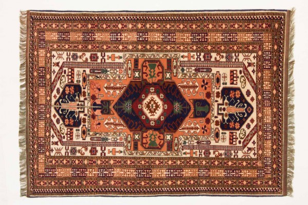 Afghan Mauri Kabul 157x113 Handgeknüpft Teppich 110x160 Beige Geometrisch Muster
